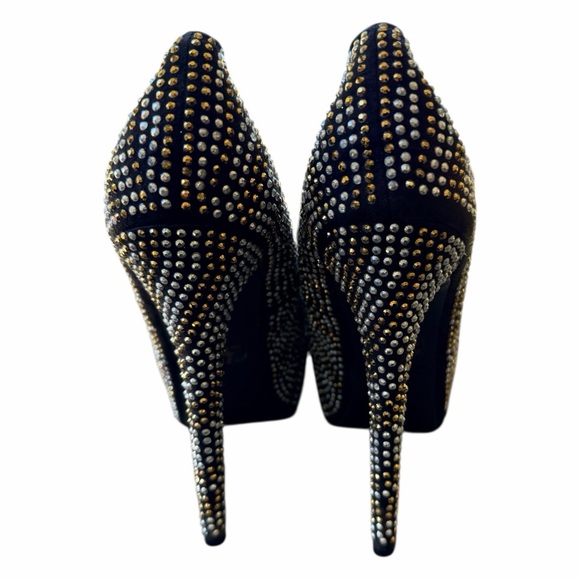 Breckelle’s Woman’s Black Studded Platform Pumps Crystal Stilettos Size 7 1/2 - Picture 9 of 10